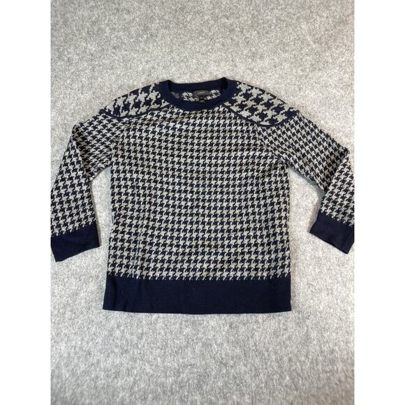J.Crew Other - J Crew Houndstooth Merino Wool Sweater Men Small Preppy Grandpa Casual Navy Gray